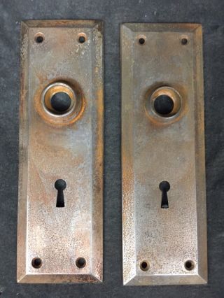 Matching Set Of 2 Vintage Antique Door Knob Backplate Plate Covers