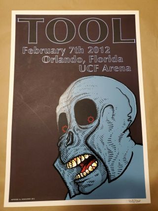 Tool Poster Orlando 2012 February 7th Ucf Arena Rare Adam Jones