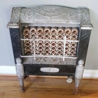 Rare Antique Victorian Cast Iron Gas Heater/radiator With Ceramic Tiles
