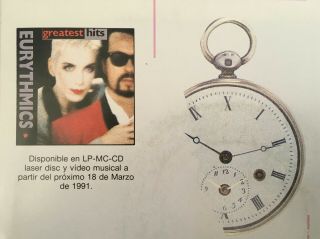 Eurythmics Very Rare 1991 Spain Promo 7 " Greatest Hits When Tomorrow Comes Annie