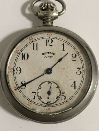 Vintage Ingersoll Junior Pocket Watch For Repair Or Parts