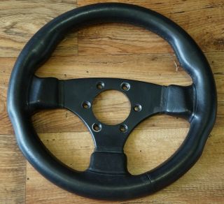 Rare Vintage Raid 17 Black Leather 3 Spoke Sports Steering Wheel 300mm Kba 70219