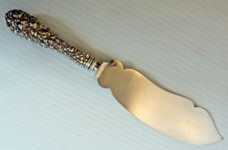 Sterling Silver Cake / Ice Cream Knife W/ Floral Handle,  Stieff " Rose " Repousse