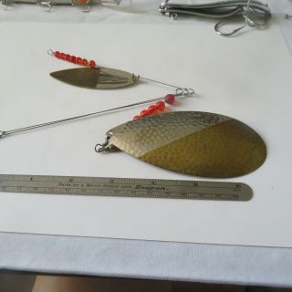 Fishing Lure Vintage Luhr Jensen 4¼ " Hammered Trolling Spoon And 3 " Rigged