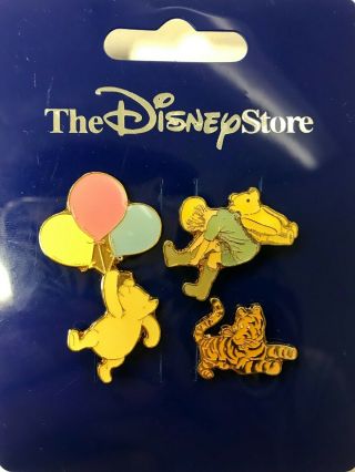 Japan Disney Store Winnie The Pooh Pin Set Of 3 Rare