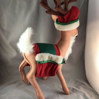 2006 Vintage Annalee Christmas Deer Reindeer With Santa Hat And Saddlebags 20” 3