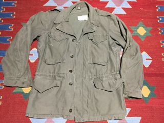 Rare Vintage M 1943 Field Jacket Wwii Olive Drab Distressed Size 36r