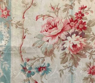 Fragment Late 19th Century French Fine Cotton,  Roses Florals 526