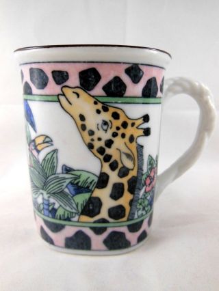 Giraffe And Toucan Rare Multi - Colored Sculptured Glazed Mug Unique Shape