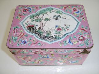 Large Fine Quality Antique Chinese Canton Enamel Box - Cloisonne Interest
