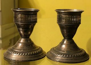Set Of 2 Ns Silver Co.  Candlesticks Sterling Weighted 3.  125”