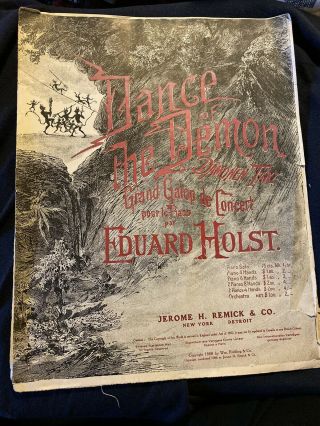 Dance Of The Demon Very Rare Antique Sheet Music Goth Halloween Vintage 1906