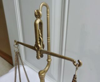 Antique Vintage Brass Balance Scale Weights Jewelers Apothecary Justice Ornate 3
