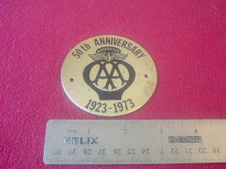 Rare Brass Car Badge Rhodesia Aa 50th Anniversary 1923 - 1973