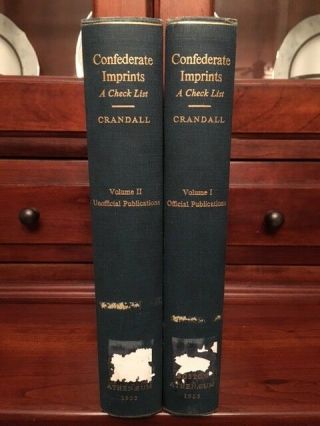 Rare 1955 Confederate Imprints,  Crandall,  Civil War Reference Set,  Checklist 1st