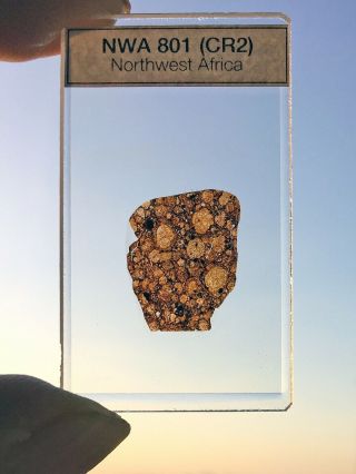 Meteorite Thin Section - Nwa 801 - Rare Cr2 - Bio - Essential Sugars Discovered