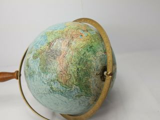 Repogle Vintage 12  Raised Relief Globe World Ocean Series On Walnut Pedestal