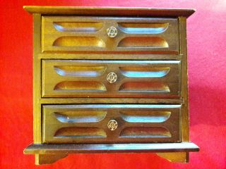 Vintage Musical Wooden Jewelry Chest - Hand Made Japan - Antique Jewelery Chest