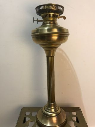Elegant & Tall Vintage Brass Corinthian Column Duplex Oil Lamp Base & Font