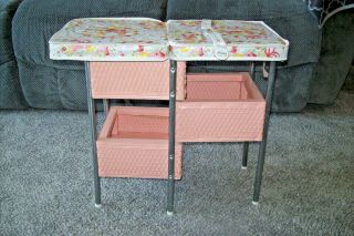 Vtg Badger Basket Folding Pink Wicker Baby Doll Changing Table Storage