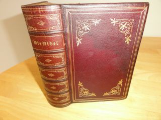 1881 - Antique German Bible Die Bibel Heilige Schrift,  Leather,  Great