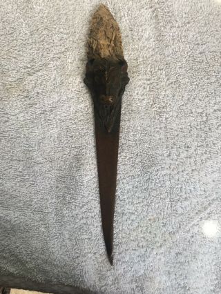 Antique Solid Bronze Letter Opener Paper Knife Búfalo Retriever Dachshund
