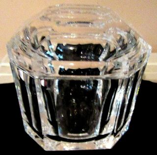 Heavy Clear Crystal Octagon Shape Covered Candy Dish Or Bowl Signed
