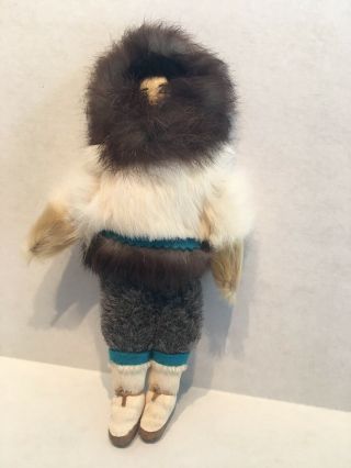 Vintage 9” Handmade Alaskan Artist Eskimo Doll,  1960s,