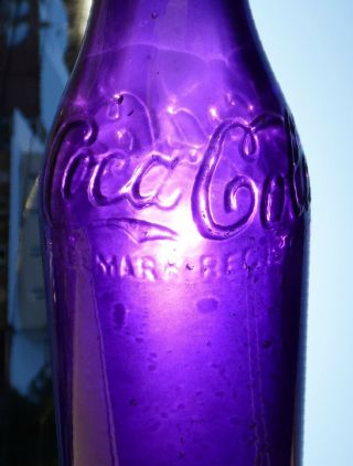 Rare purple colored Canadian COCA - COLA straight side soda bottle 3