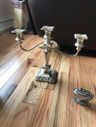 (2) Antique Art Nouveau Era Silver Plate Georgian Candelabra Style Candlesticks