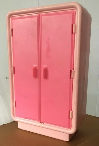 Vintage Mattel Barbie Pink Wardrobe Armoire Closet With Accesories