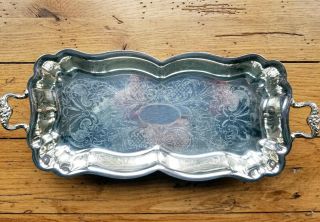 Vintage Sheridan Silverplate Rectangular Footed Serving Tray Silver Plate