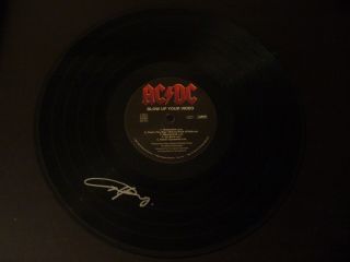 Very Rare Angus Young Signed Ac/dc:blow Up Your Video Vinyl/lp W/proof & 3