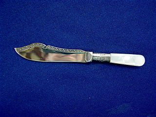Rare Antique Vintage Mother - Of - Pearl Handled Silver Plate Fruit Knife - England