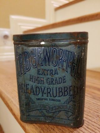 Antique Edgeworth Ready Rubbed Smoking Tobacco Pocket Tin Can Rare Metal Vintage