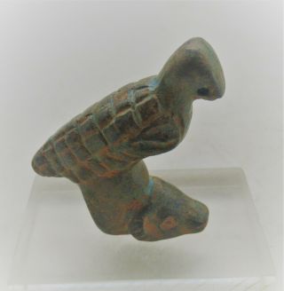 Ancient Luristan Bronze Pendant Seated Eagle On Rams Head Very Unusual