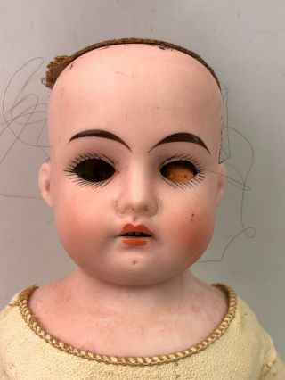 Antique Darling Germany Jointed Bisque Head Leather Body Doll Blue Eyes 15 