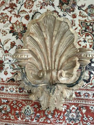 Antique/vintage Hand - Carved Wooden Sconce/candle Holder