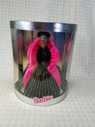 1998 Happy Holidays Pink,  Black & Silver Dress African American Barbie