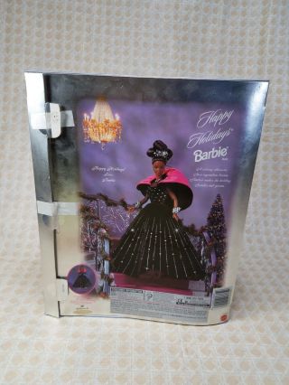 1998 HAPPY HOLIDAYS PINK,  BLACK & SILVER DRESS AFRICAN AMERICAN BARBIE 3