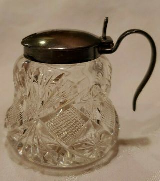 Antique Wilcox Cut Glass Creamer Sterling Silver