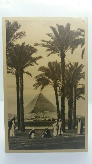 Vintage Antique Postcard The Pyramid Of King Cheops Cairo Egypt