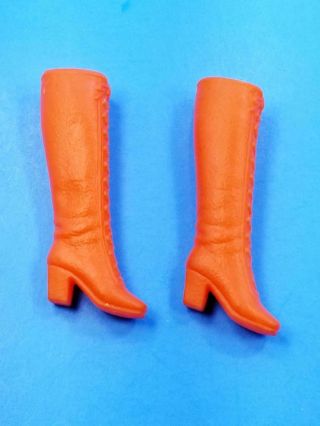 RARE Barbie / Francie Doll Orange Lace Up Boots VHTF Vintage 1970 ' s 2