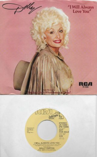 Dolly Parton I Will Always Love You Rare Promo 45 With Picsleeve
