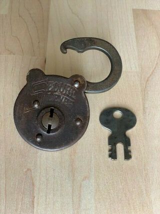 Vintage/antique Security Lever Padlock Lock - W/original Key -