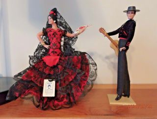 Vintage 8 " Tall Flamenco Dancer Dolls - - Made In Spain