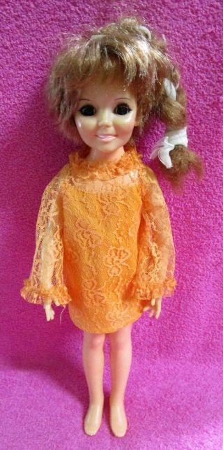 Vintage Ideal Crissy Doll Orange Dress Growing Red Hair 18 " 1968