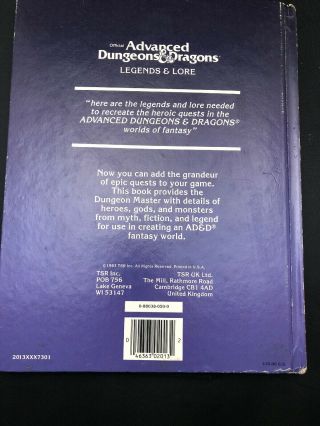 TSR Advanced D&D Legends & Lore Cyclopedia Vintage RARE 2