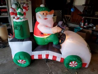 Rare Inflatable Santa On Golf Cart Christmas Yard Decor