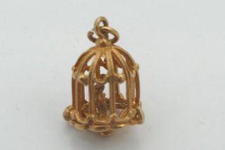 Rare Vintage Hm 9ct Gold 3d Bird In A Gilded Cage Charm 3.  56 G